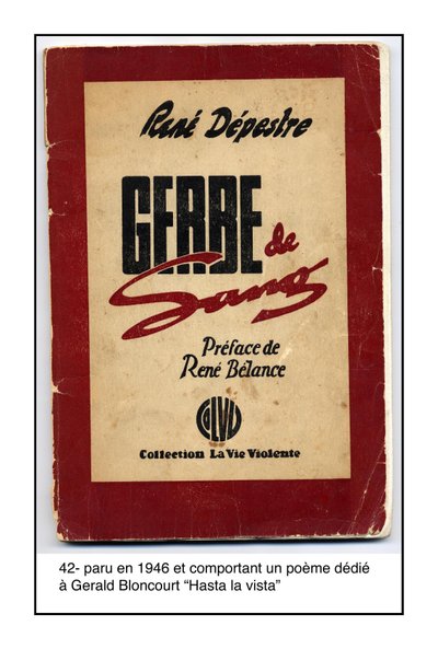 Plaque par René Depestre publiée en 1946 et présentant un poème dédié à Gérald Bloncourt Hasta la vista 1946 - Unknown